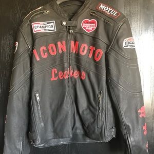 Icon Mens Leather Motorcycle Jacket New Without Tags Size XL
